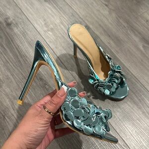 SHEIN Shiny Blue Heeled Sandals